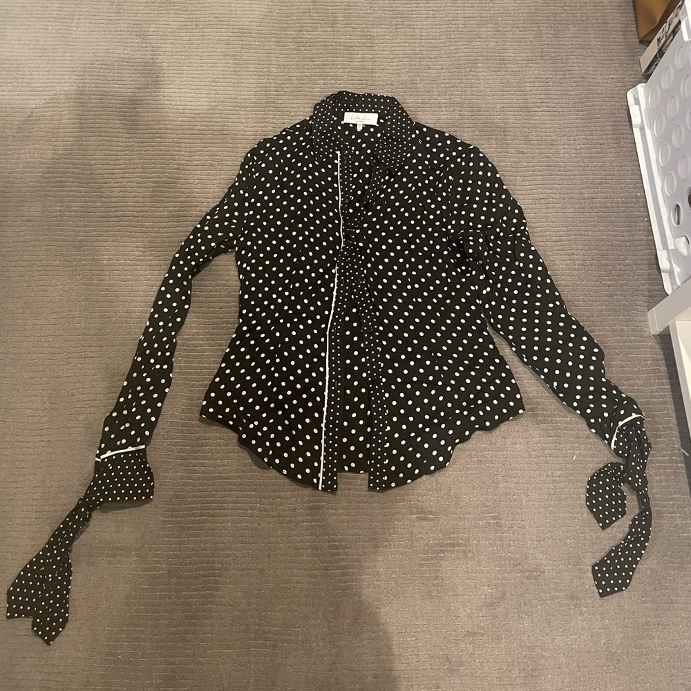 L’academie polka dot button up